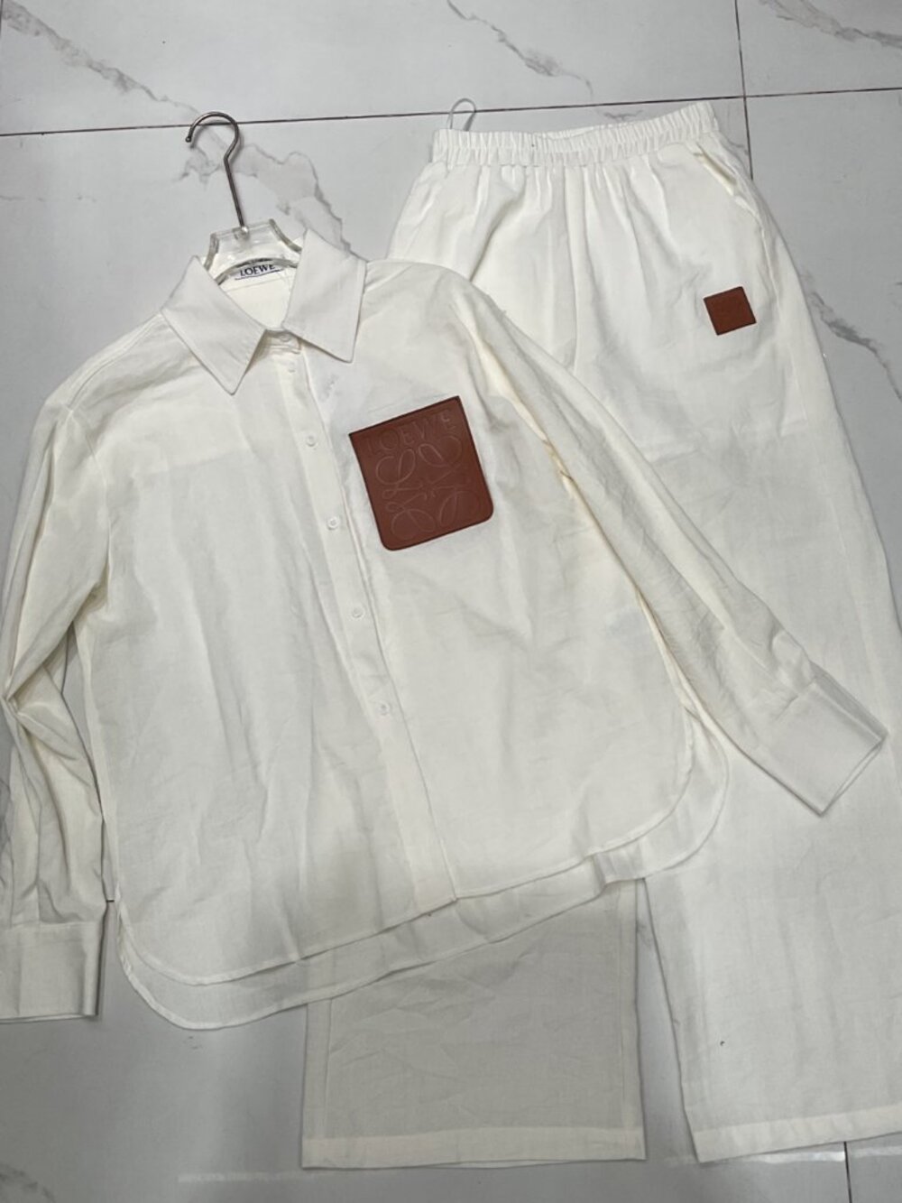 Loewe white shirt and trousers set